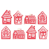 Wooden houses on pegs 6 cm 8 pieces