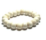 Bone from Yak white Tibetan bracelet elastic natural stone, bead 12 mm / 16 - 17 cm, protective item, amulet