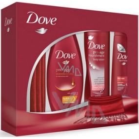Dove Pro Age shower gel 250 ml + shampoo 250 ml + body lotion 250 ml + pashmina, cosmetic set