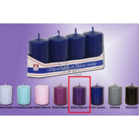 Lima Candle smooth dark purple cylinder 40 x 70 mm 4 pieces