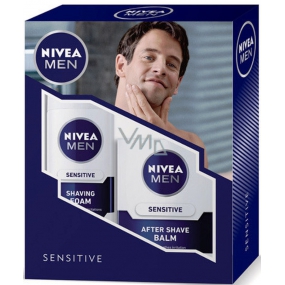 Nivea Men Sensitive shaving foam 200 ml + Sensitive after shave balm 100 ml, for men cosmetic set