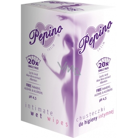Pepino Intimate wet wipes individually packed in 20 pieces