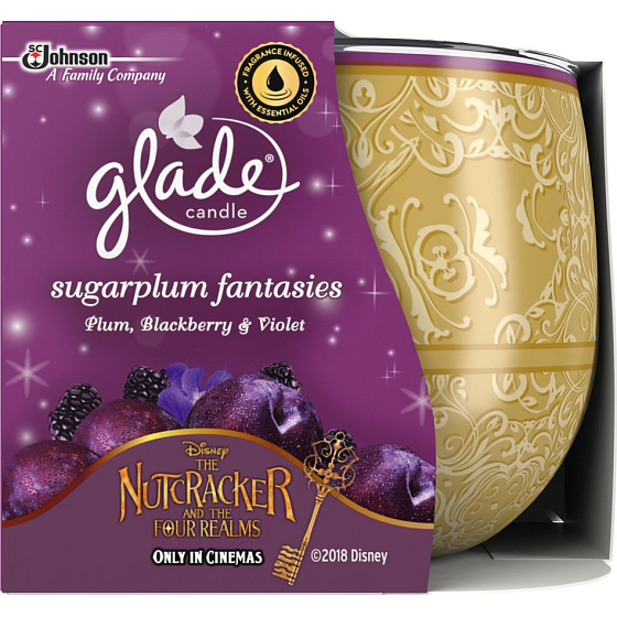 Glade Sweet Fantasies - Plums, blackberries and violets scented candle in glass, burning time up to 30 hours 120 g