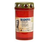 Madonna Cemetery candle with lid pressed red, burns for up to 2 days, 135 g