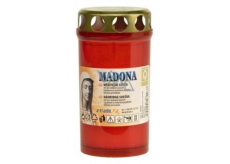 Madonna Cemetery candle with lid pressed red, burns for up to 2 days, 135 g