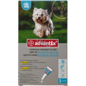 Bayer Advantix Spot On solution for dripping on the skin he for dogs 4-10 kg, 1 x 1 ml