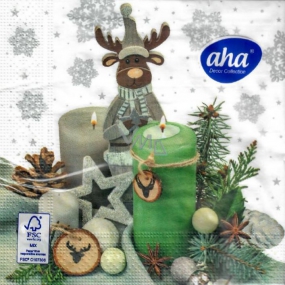 Aha Paper napkins 3 ply 33 x 33 cm 20 pieces Christmas Reindeer with candles