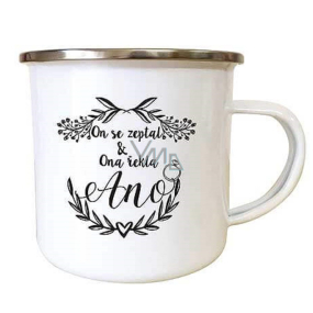 Bohemia Gifts Enamel Mug with Wedding Print for Newlyweds 8 cm