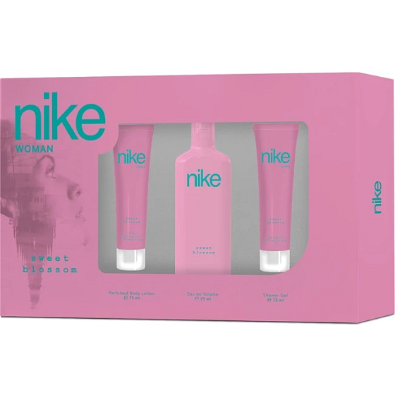 Nike Sweet Blossom Woman eau de toilette 75 ml + shower gel 75 ml + body lotion 75 ml, gift set for women