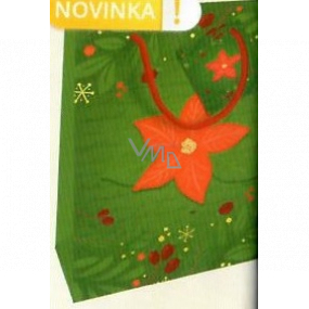 Nekupto Gift paper bag 23 x 18 x 10 cm Christmas green with poinsettia WBM 1941 50