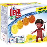Dr. Devil WC Push Pull Gel Lemon Fresh Toilet Block without Basket, 4 × 20 g
