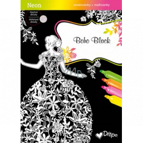 Ditipo Glitter colouring book Boho Black 8 sheets 21 x 30 cm