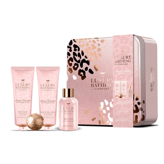 Grace Cole Vanilla & Almond bath foam 50 ml + hand and nail cream 50 ml + body lotion 50 ml + bubble bath 25 g + tin box, cosmetic set for women