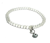 Crystal matt + Blue Eye removable pendant, bracelet elastic natural stone, ball 4 mm / 16 - 17 cm, stone stones