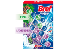 Bref Power Aktiv Pine WC block for hygienic cleanliness and freshness of your toilet, colours water, 2 x 50 g + Lavender WC block 2 x 50 g