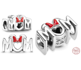 Charm Sterling silver 925 Disney Minnie Mouse bow and the word Mum - Mum, bead on bracelet