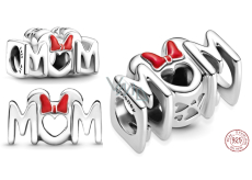 Charm Sterling silver 925 Disney Minnie Mouse bow and the word Mum - Mum, bead on bracelet