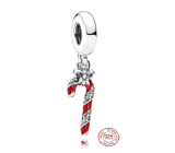 Sterling silver 925 Christmas lollipop, Santa Claus stick, Christmas bracelet pendant