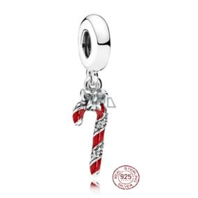 Sterling silver 925 Christmas lollipop, Santa Claus stick, Christmas bracelet pendant