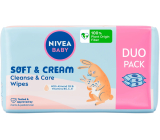Nivea Baby Soft & Cream Wet Cleansing Wipes 2 x 57 pieces, duopack