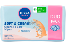 Nivea Baby Soft & Cream Wet Cleansing Wipes 2 x 57 pieces, duopack