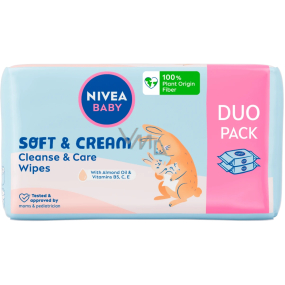 Nivea Baby Soft & Cream Wet Cleansing Wipes 2 x 57 pieces, duopack