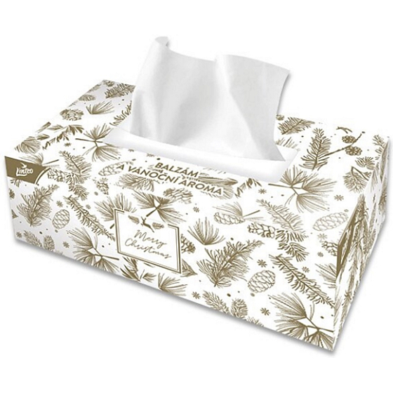 Linteo Paper Tissues with Balm 2-ply 200 pieces Christmas