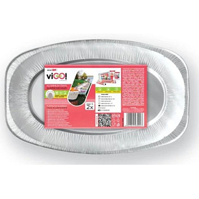 Vigo Aluminium Oval Grill Tray, 35 x 24 cm, 2 pcs