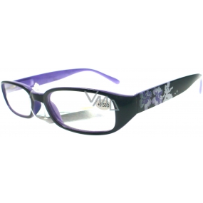 Berkeley Reading eyeglasses +1.50 black-violet with flowers 1 piece MC 2103