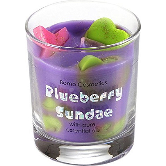 Bomb Cosmetics Blueberry - Blueberry Sundae Glass Candle Scented natural, handmade candle in glass burns for up to 35 hours