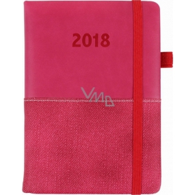 Albi Diary 2018 with pencil elastic Pink halved 10.3 cm × 14.5 cm × 1.4 cm