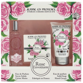 Jeanne en Provence Rose Envoutante - Captivating rose perfume water for women 60 ml + solid toilet soap soap 100 g + hand cream 75 g, cosmetic set