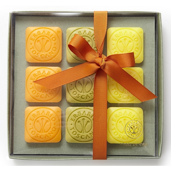 Erbario Toscano Olive oil, Bergamot and verbena, Wild tangerine soap 9 x 30 g, luxury cosmetic set
