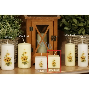 Lima Yellow flower scented ivory candle with decal cylinder cube 45 x 45 mm 1 piece