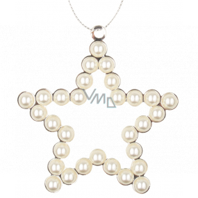 Metal hanging star with pearls 9 cm