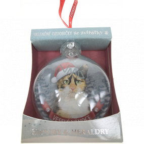 Albi Glass Christmas ornament with animals - Tricolor cat 7.5 cm x 8 cm x 3.6 cm