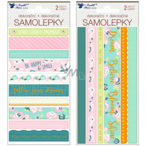 Washi tape stickers with embossing Flowers 2 sheets, 17 x 9 cm