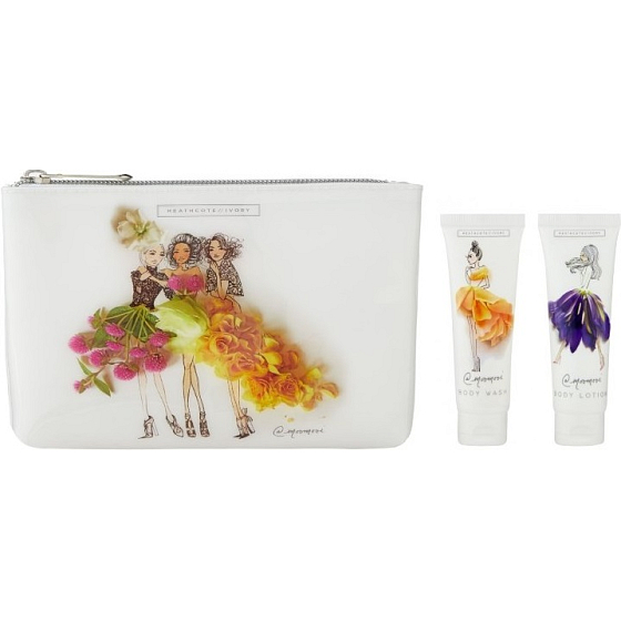 Heathcote & Ivory Meredith Wing liquid soap 30 ml + body lotion 30 ml + case, cosmetic set