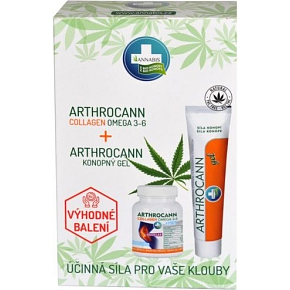 Annabis Arthrocann Collagen Omega 3-6 Forte food supplement 60 tablets + Annabis Arthrocann hemp gel with colloidal silver for joints, tendons muscles and back 75 ml, gift set