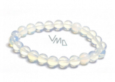Opalit bracelet elastic, synthetic stone ball 8 mm / 16 - 17 cm, wishing and hope stone