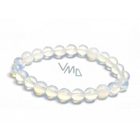 Opalit bracelet elastic, synthetic stone ball 8 mm / 16 - 17 cm, wishing and hope stone