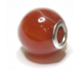 Jasper red pendant round natural stone 14 mm, hole 4,2 mm 1 piece, full care stone