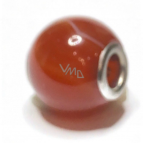 Jasper red pendant round natural stone 14 mm, hole 4,2 mm 1 piece, full care stone