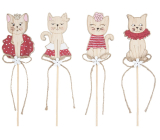 Wooden cat 5 cm + skewer 1 piece, various motifs