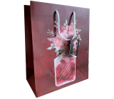 Nekupto Gift paper bag 23 x 18 x 10 cm Wine with flowers