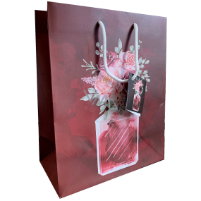 Nekupto Gift paper bag 23 x 18 x 10 cm Wine with flowers