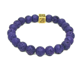 Lava dark blue with royal mantra Om, bracelet elastic natural stone, ball 8 mm / 16-17 cm, born of the four elements