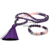 108 Mala Amethyst + Rosemary necklace meditation jewelry, natural stone + bracelet natural stone, ball 8 mm