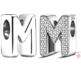 Sterling silver 925 Alphabet letter M, bead for bracelet