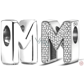 Sterling silver 925 Alphabet letter M, bead for bracelet